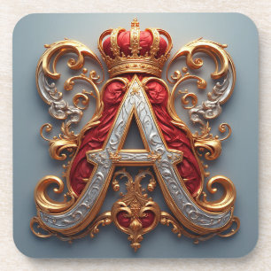 Dessous-de-verre Majestueuse lettre ornée A avec couronne