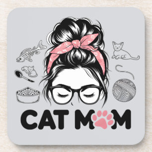 Dessous-de-verre "Maman Chat" Femme Amoureuse de Chats Mignon Drôle