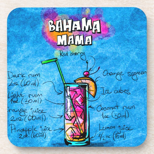 Dessous-de-verre Maman Cocktail Recipe Plastic Coaster de Bahama (Devant)