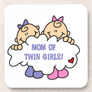 Dessous-de-verre Maman de T-shirts et cadeaux Twin Girls