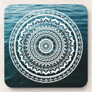 Dessous-de-verre Mandala Blanc Laissez la mer vous libérer