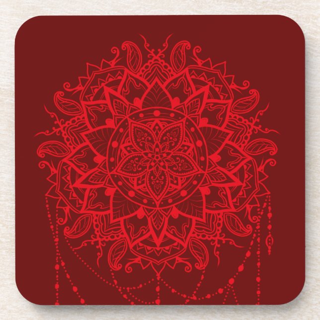 Dessous-de-verre Mandala burgundy Indian (Devant)