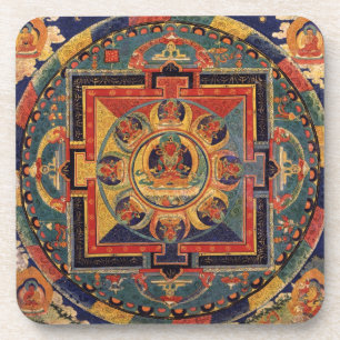 Dessous-de-verre Mandala d'Amitayus. École tibétaine du 19ème