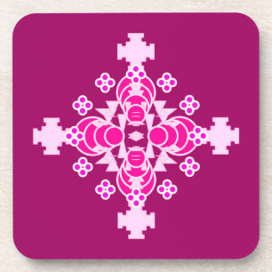 Dessous-de-verre Mandala en quatre points - rose pâle et prune