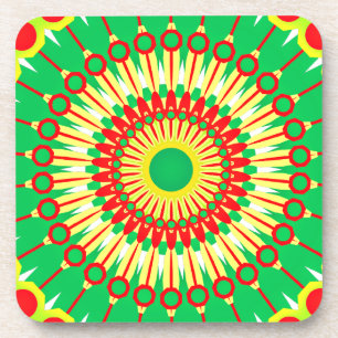 Dessous-de-verre Mandala Green Red Circle Design