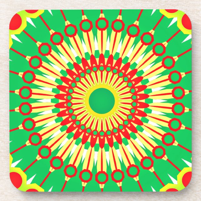 Dessous-de-verre Mandala Green Red Circle Design-58577 (Devant)