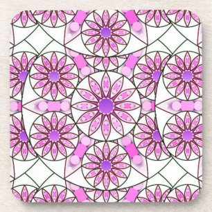 Dessous-de-verre Mandala, motif, lavande, rose, rose chaud, blanc