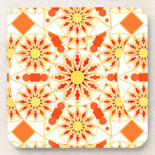 Dessous-de-verre Mandala motif, rouge brique, rouille, or