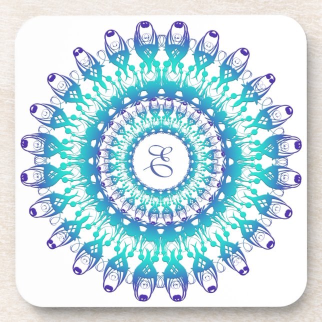 Dessous-de-verre Mandala Turquoise ethnique (Devant)