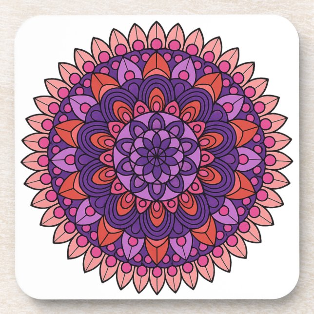 Dessous-de-verre Mandala violet et rose (Devant)