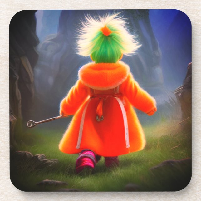 Dessous-de-verre Manteau orange (Devant)