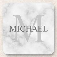 Marbre blanc classique Monogramme personnalisé et 