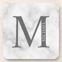 Marbre blanc Monogramme personnalisé et nom