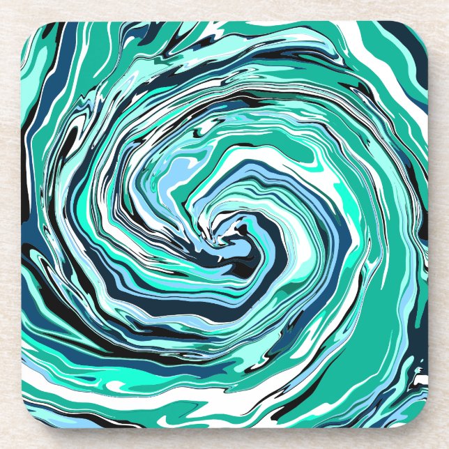 Dessous-de-verre Marbre bleu, Turquoise, turquoise et blanc (Devant)