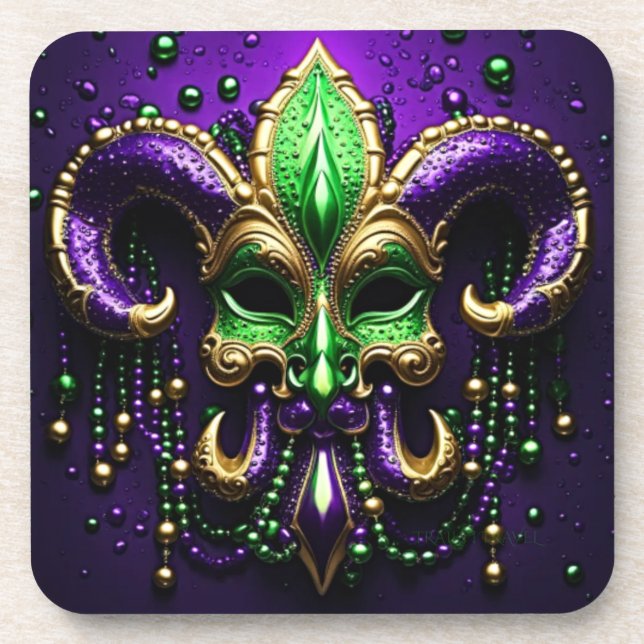 Dessous-de-verre Mardi Gras Fleur De Lis Design (Devant)