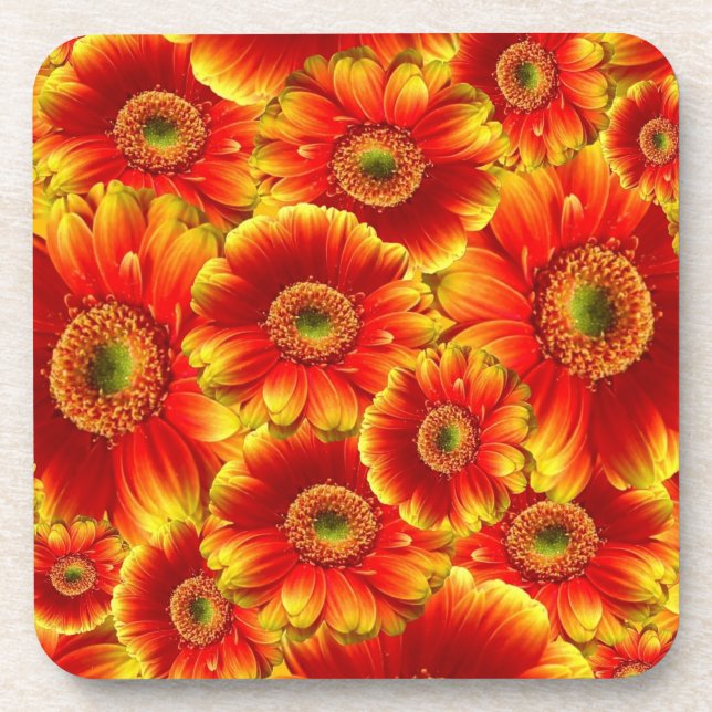 Dessous-de-verre Marguerites de Gerbera jaune et orange (Devant)