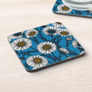 Dessous-de-verre Marguerites sur bleu