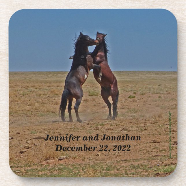 Dessous-de-verre Mariage Anniversaire Nom Dancing Cheval Dessous de (Devant)