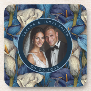Dessous-de-verre Mariage Botanique Classique Fleur de Lys Bleu Call