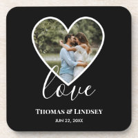 Mariage Photo Black Heart Frame Moderne Calligraph