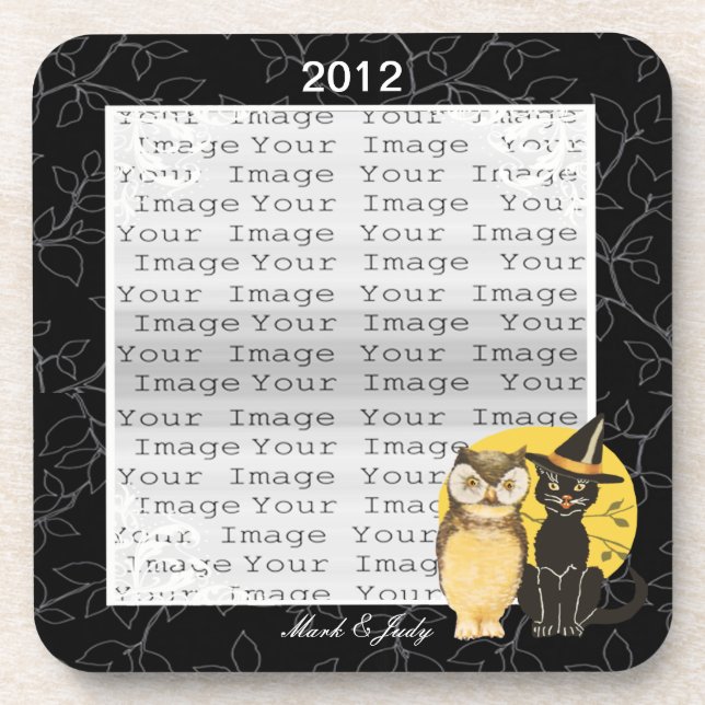 Dessous de verre Mariages d'Halloween Chat & Owl (Devant)