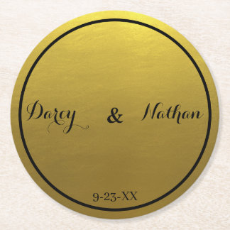 Dessous de verre Mariages Monogrammes d'or rond