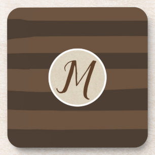 Dessous-de-verre Marron Moka Fantaisie Rayures Funky Moderne Chic