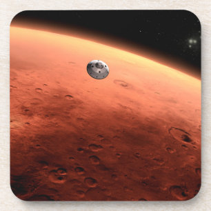Dessous-de-verre Mars Science Laboratory approchant Mars.