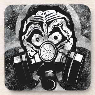 Dessous-de-verre Masque de gaz blanc de /w de crâne