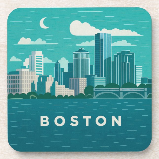 Dessous-de-verre Massachusetts Night Cityscape | Boston City (Devant)