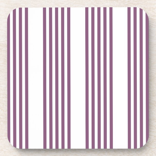 Dessous-de-verre Mauve violet blanc cinq bandes motif (Devant)