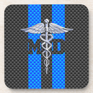 Dessous-de-verre Médecin Médicale MD Caduceus Fibres de carbone ray