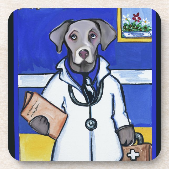 DESSOUS-DE-VERRE MÉDECIN WEIMARANER (Devant)