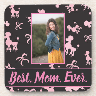 Dessous-de-verre Meilleure maman jamais photo Pink Poodle Arrière -