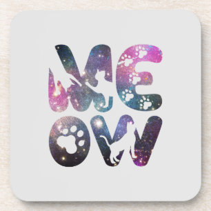 Dessous-de-verre Meow - Cute Cat Silhouettes et Empreintes de patte