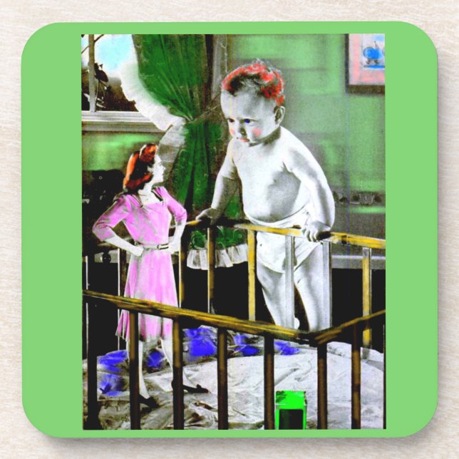 Dessous-de-verre Mère des années 1940 et son bébé géant (Devant)