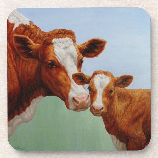 Dessous-de-verre Mère Guernesey Vache et Mignonne Veau (Devant)