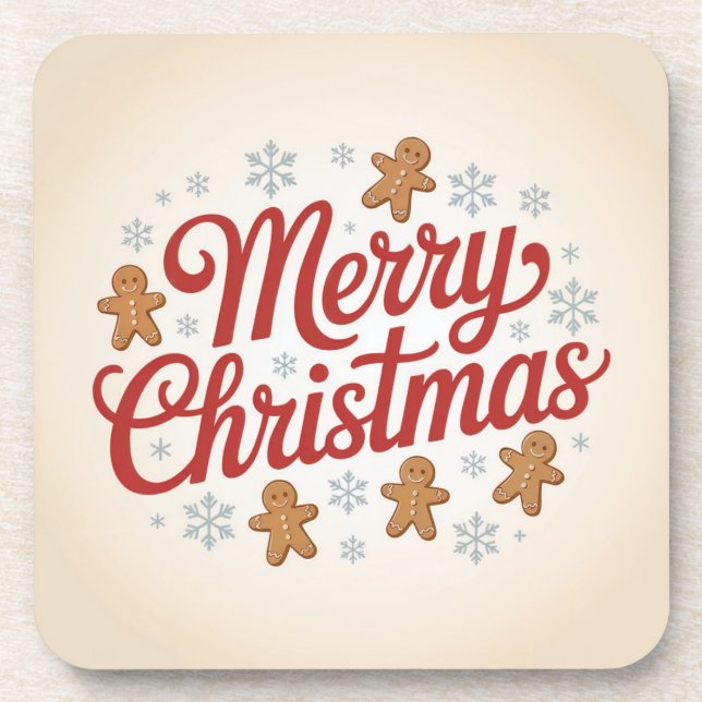 Dessous-de-verre  Merry Christmas Gingerbread Men Snowflakes Coaste (Devant)