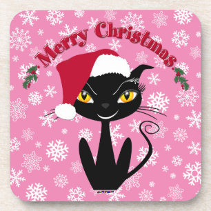 Dessous-de-verre Merry Christmas Kitty Cat