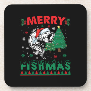 Dessous-de-verre Merry Fishmas Pêche Papa Pêcheur Pêcheur Noël