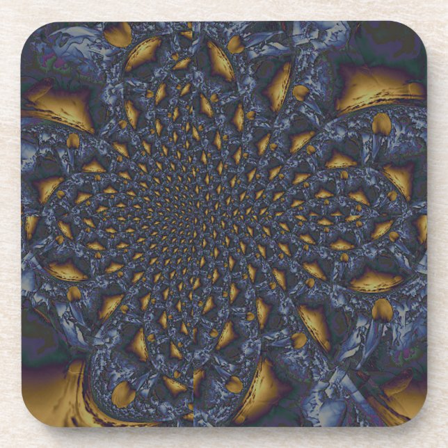 Dessous-de-verre Métal Moulé or et argent bleu (Devant)
