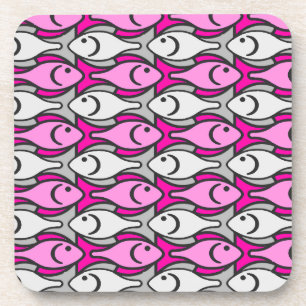 Dessous-de-verre Mi-siècle Poisson moderne, rose et gris