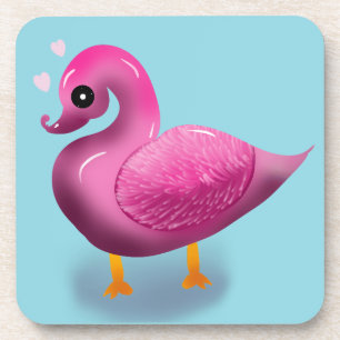 Dessous-de-verre Mignonne Art de Pépinière Canard Rose et Cœurs