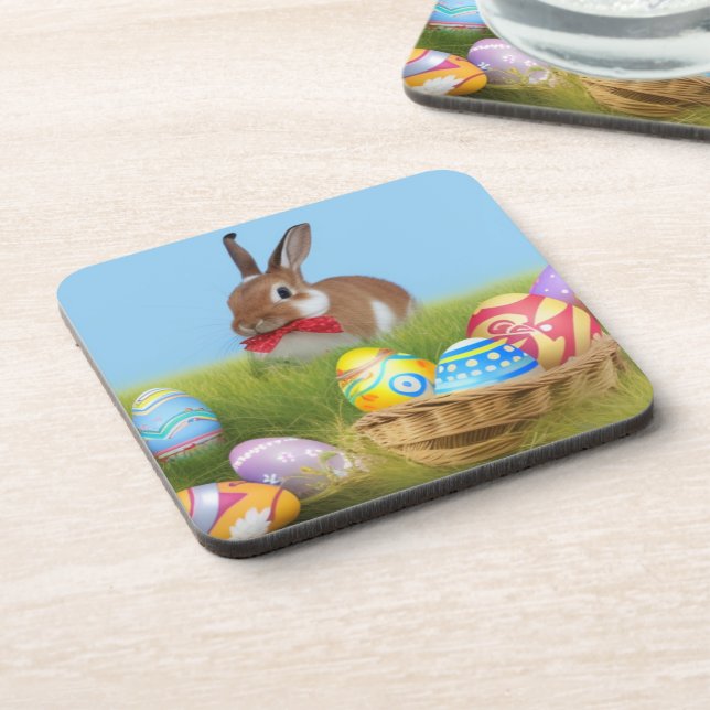 Dessous-de-verre Mignonne Bunnyfor Pâques pour une humeur positive (Côté gauche)