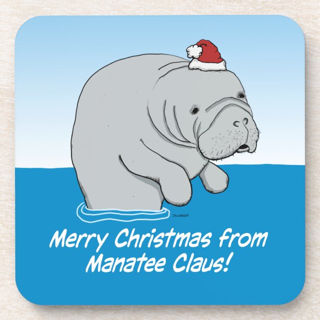 Dessous-de-verre Mignonne et drôle Manatee Claus (Devant)