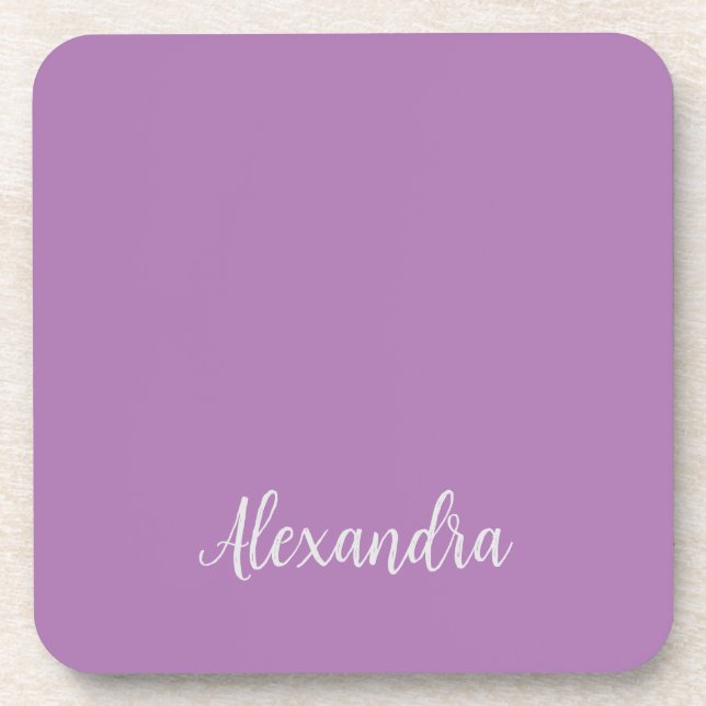 Dessous-de-verre Minimaliste Plaque Ajouter Nom Lavender Calligraph (Devant)