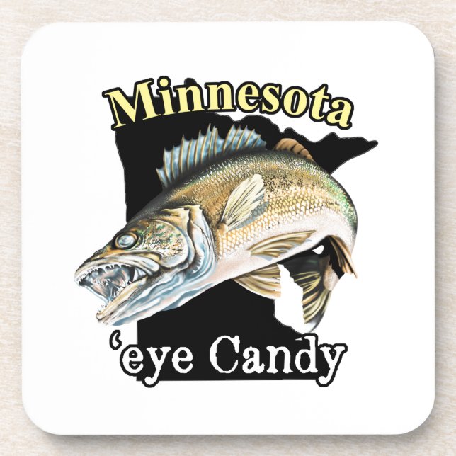 Dessous-de-verre Minnesota 'Eye Candy Funny Walleye Pêche (Devant)
