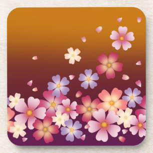 Dessous-de-verre Mixte Sakura Blossoms Kimono Style Bourgogne & Or