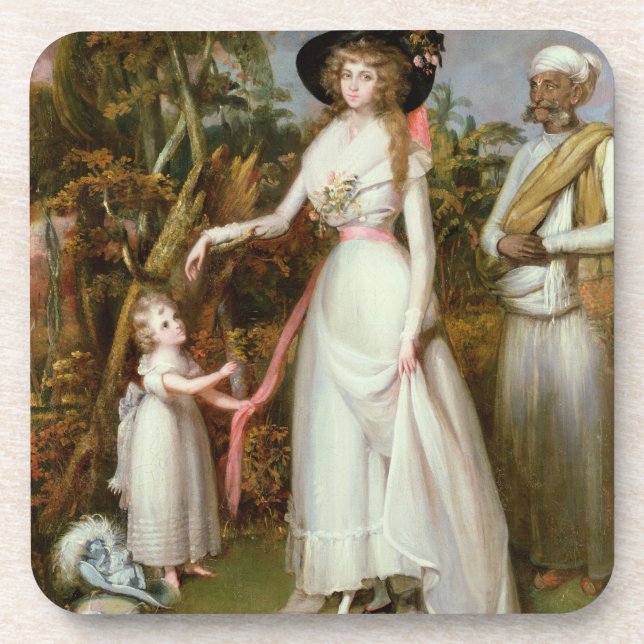 Dessous-de-verre Mme Graham de Kinross, sa fille et d'un Jamadar, (Devant)