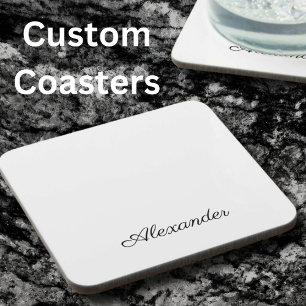 Dessous-de-verre Modèle blanc moderne, Cuisine à script noir coupée